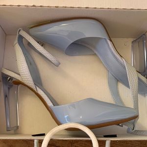 Unworn baby blue Gianni Bini clear heel shoes